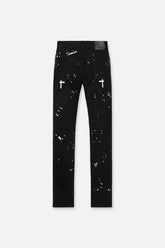 RTA Bryant Black-White Rest in Peace RIP Paint Splatter Jeans at Gravity NYC